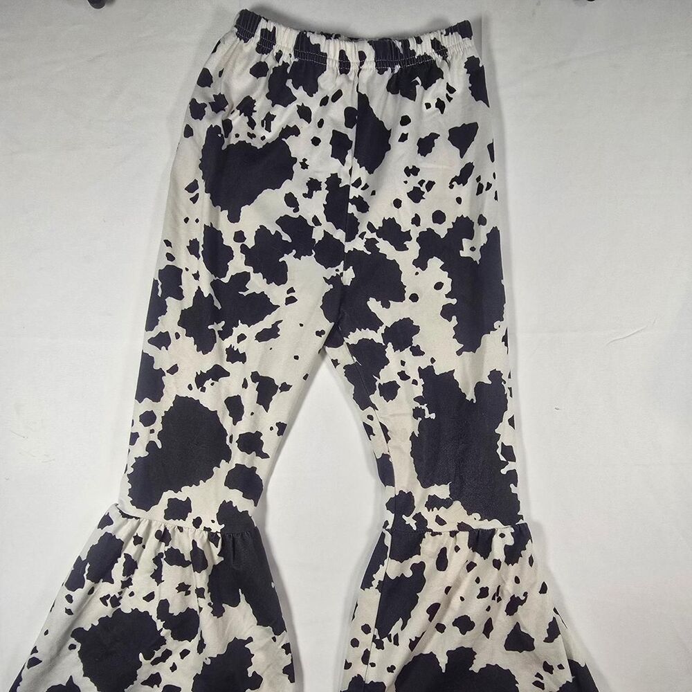Kids Cow Print Bell Bottom Pants Size 120 6-7 years